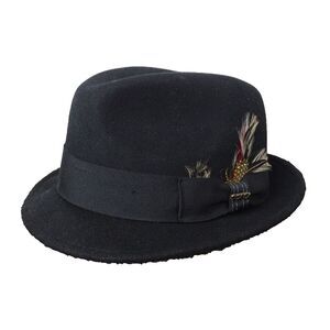 Scala Homburg Godfather Vintage U.S.A.‎ Made 100% Wool Felt Fedora Hat Men's LG